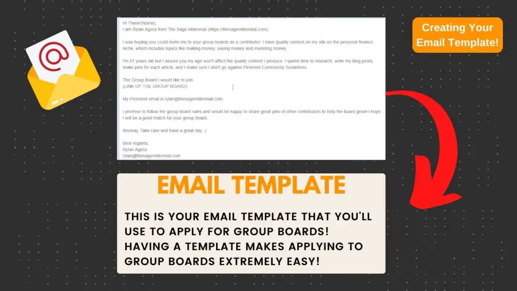 pinterest apply to group boards email template