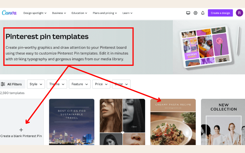 Canva for pinterest pin templates